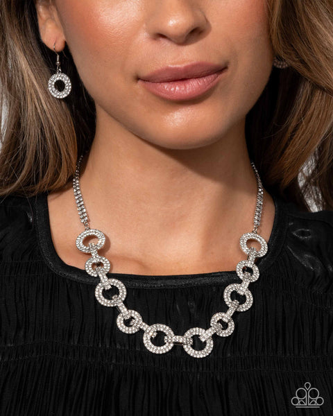 Paparazzi Elegant Embrace - White Necklace