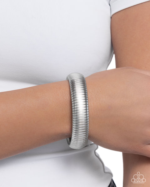 Paparazzi Flashy Fringe - Silver Stretchy Bracelet