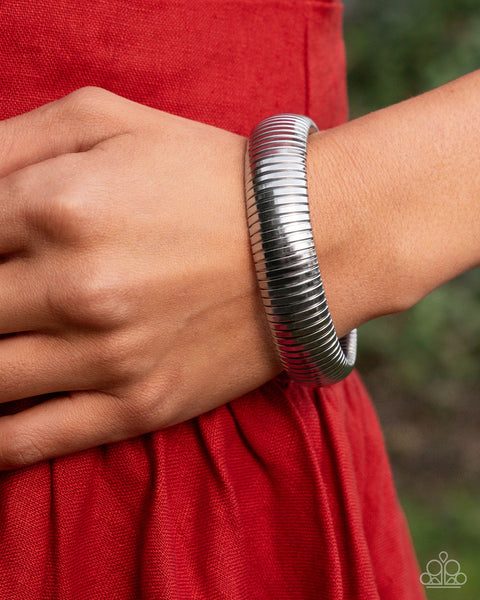 Paparazzi Flashy Fringe - Silver Stretchy Bracelet