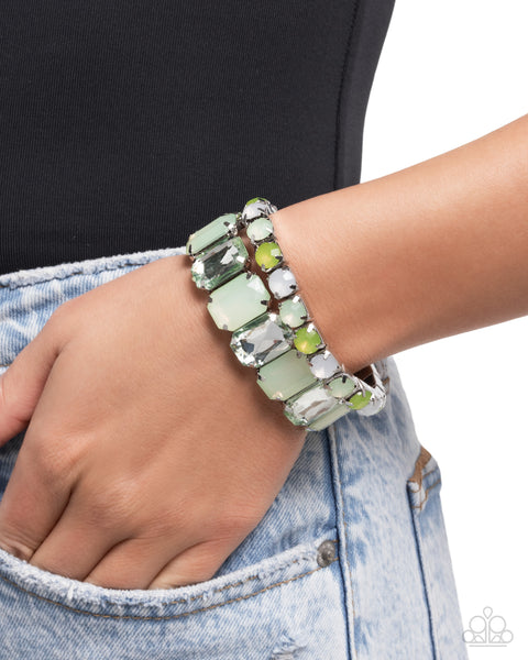 Paparazzi Mismatched Mood - Green Bracelet