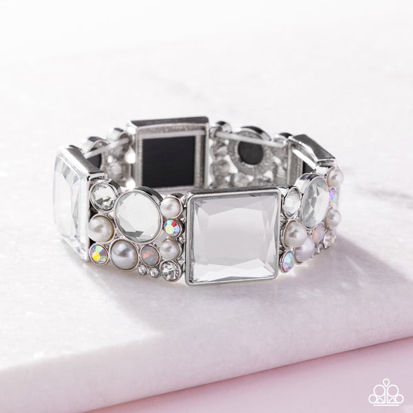 Paparazzi Glam to the Max - White Bracelet