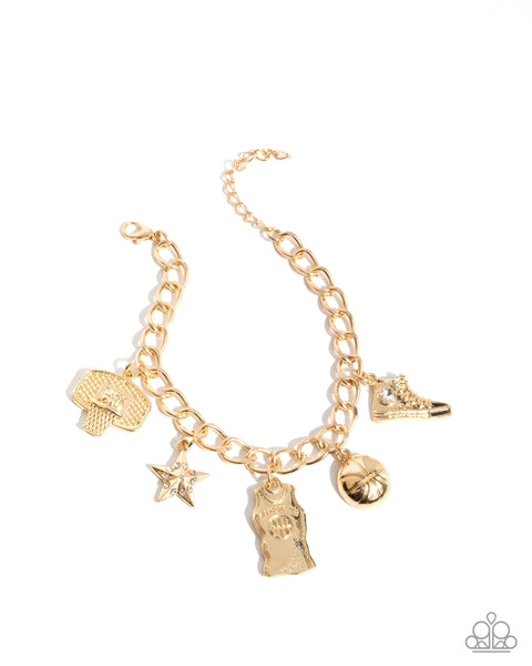 Paparazzi Jersey Journey - Gold Charm Bracelet