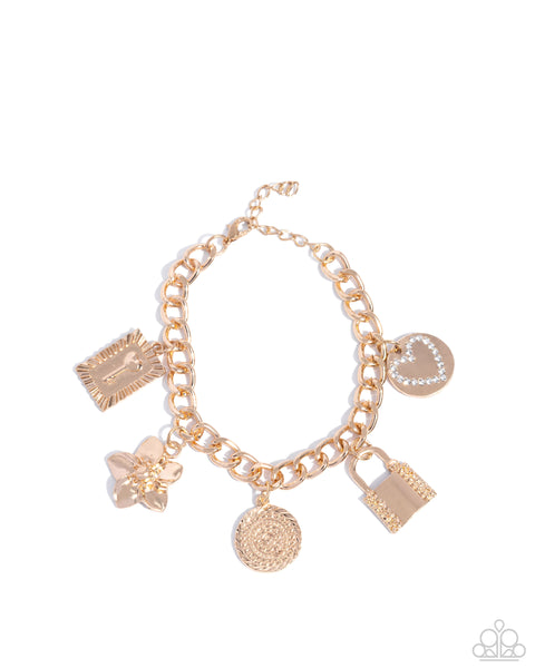 Paparazzi Monochromatic Mayhem - Gold Charm Bracelet