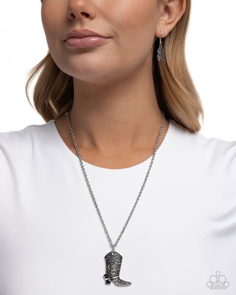 Paparazzi Blazing Boot - Black Necklace