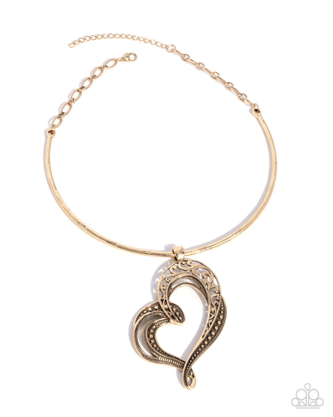 Paparazzi Concentric Courtship Heart Gold Necklace
