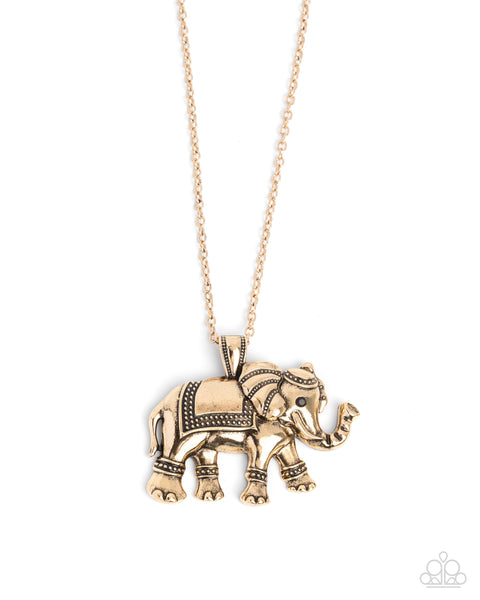 Paparazzi Elaborate Elephant - Gold Necklace