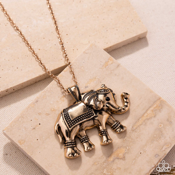 Paparazzi Elaborate Elephant - Gold Necklace
