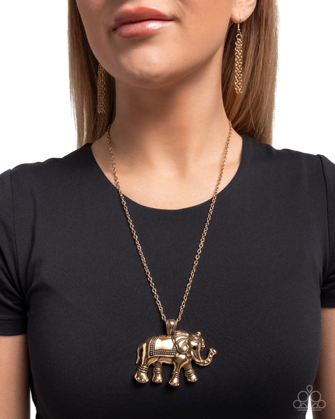 Paparazzi Elaborate Elephant - Gold Necklace