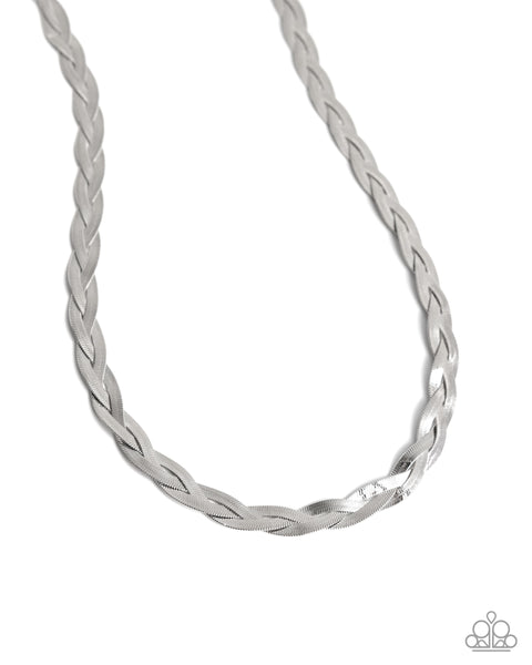 Paparazzi Bewildering Braid - Silver Necklace