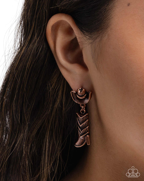 Paparazzi Boot Scootin Ballad - Copper Earrings