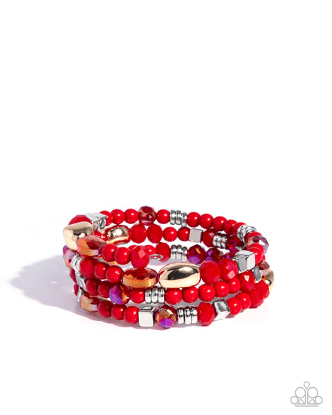 Paparazzi Material WHIRL - Red Coiled Bracelet