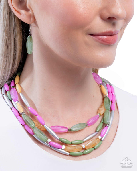 Paparazzi Milky Mambo - Green Multi Necklace