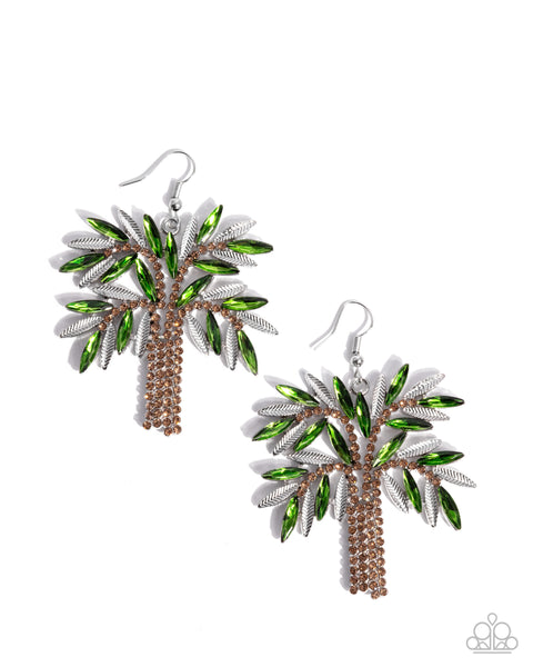 Paparazzi Palm Tree Pizzazz - Green Earrings