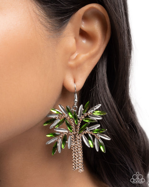 Paparazzi Palm Tree Pizzazz - Green Earrings
