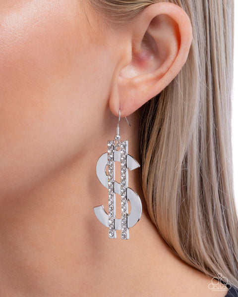 COMING SOON Paparazzi Magnate Moment - White Earrings