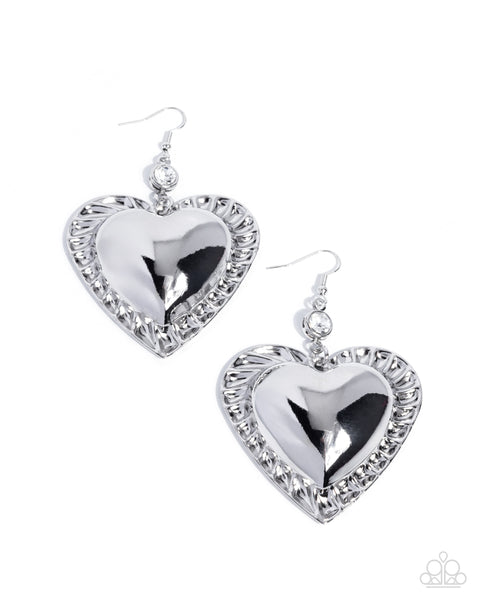 COMING SOON Paparazzi Smitten Sheen - White Heart Earrings