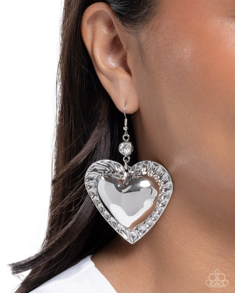 COMING SOON Paparazzi Smitten Sheen - White Heart Earrings