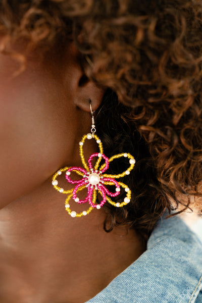 Paparazzi PEARL Crush - Yellow Seed Bead Earrings