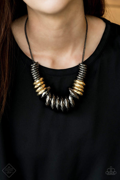Paparazzi Haute Hardware Multi Gold and Gunmetal Necklace