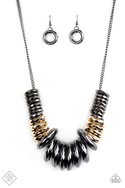 Paparazzi Haute Hardware Multi Gold and Gunmetal Necklace