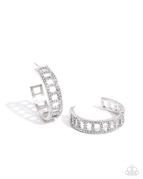 Paparazzi Bridging Brilliance Hoop White Earrings