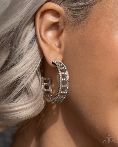 Paparazzi Bridging Brilliance Hoop White Earrings