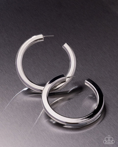 Paparazzi Sleek Spotlight Hoop Earrings Silver