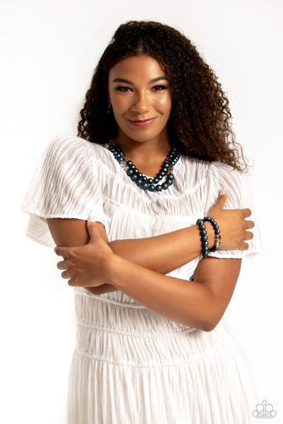 Paparazzi Shopaholic Season Necklace and Shopaholic Showdown Blue Bracelet Set