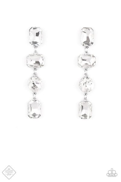 Paparazzi Cosmic Heiress White Earrings