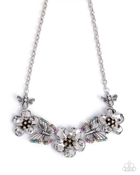 Paparazzi Harmonious Heiress Hinged Bracelet and Soaring Song Necklace Butterfly Multi Set