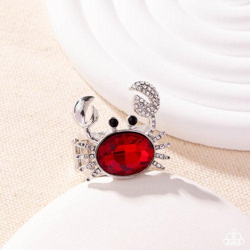 Paparazzi Crab Confidence Ring and Capricious Crab Earring Set Red