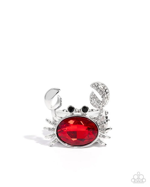 Paparazzi Crab Confidence Ring and Capricious Crab Earring Set Red