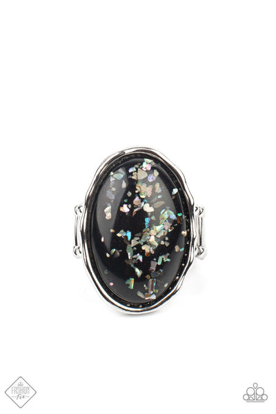 Paparazzi So Jelly Necklace and Glittery With Envy Ring Black Set