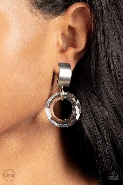 Paparazzi Clear Out! - White Clip on Earrings