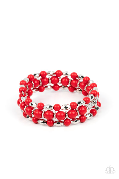 Paparazzi Colorfully Coiled - Red Coiled Bracelet