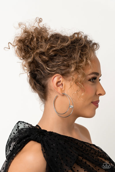 Paparazzi Theater HOOP - White Hoop Earrings
