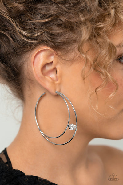 Paparazzi Theater HOOP - White Hoop Earrings
