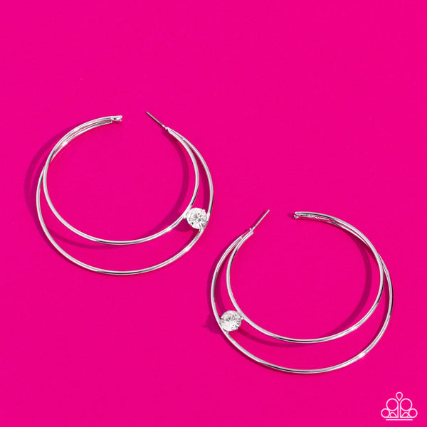 Paparazzi Theater HOOP - White Hoop Earrings