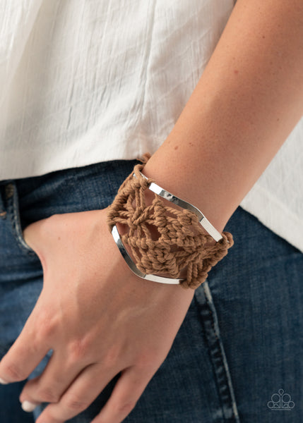 Paparazzi Macrame Mode - Brown Cuff Bracelet