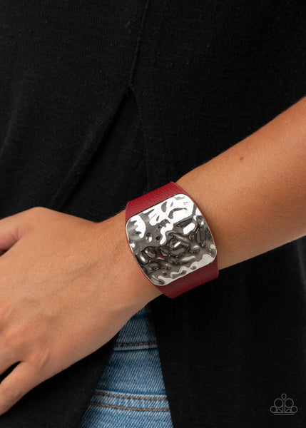 Paparazzi Brighten Up - Red Snap Bracelet