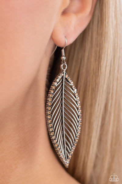 Paparazzi Canopy Cabaret - Brown Leaf Earrings