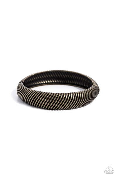Paparazzi Jailhouse Jive Hinged Bangle Brass Bracelet