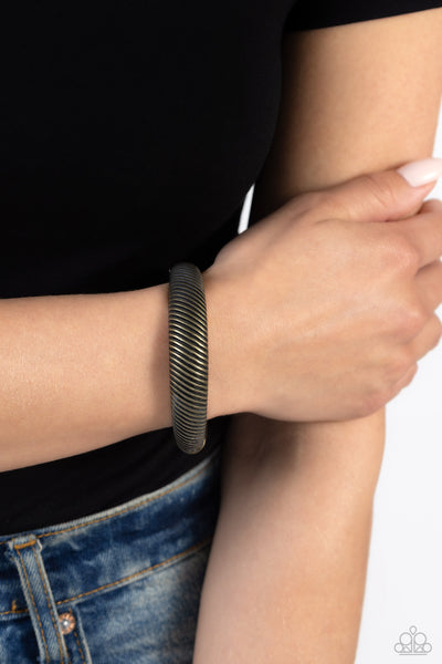 Paparazzi Jailhouse Jive Hinged Bangle Brass Bracelet