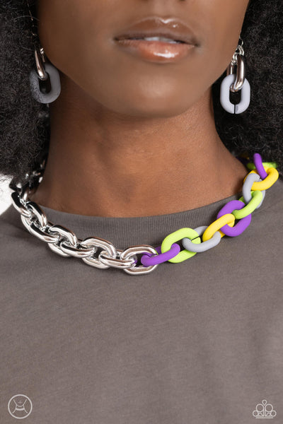 Paparazzi Contrasting Couture Necklace and Candid Contrast Bracelet Silver Set