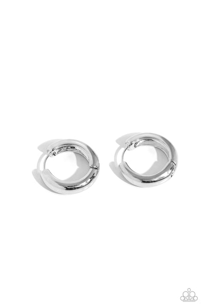 Paparazzi Simply Sinuous - Silver Mini Hoop Earrings