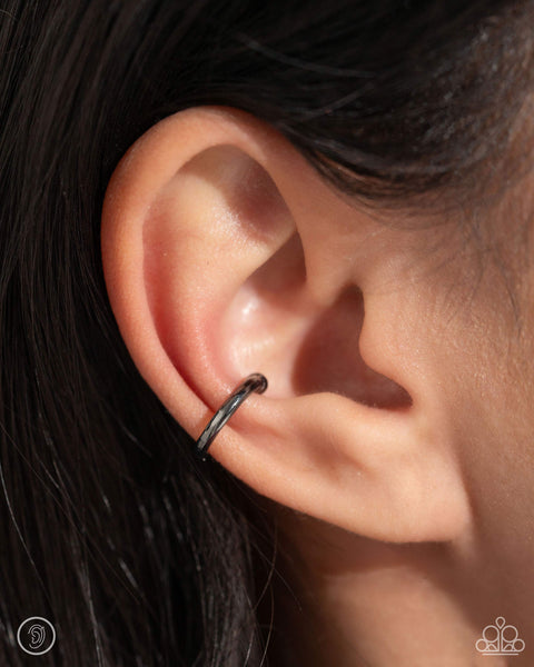 Paparazzi Barbell Beauty - Ear Cuff Black  Earrings