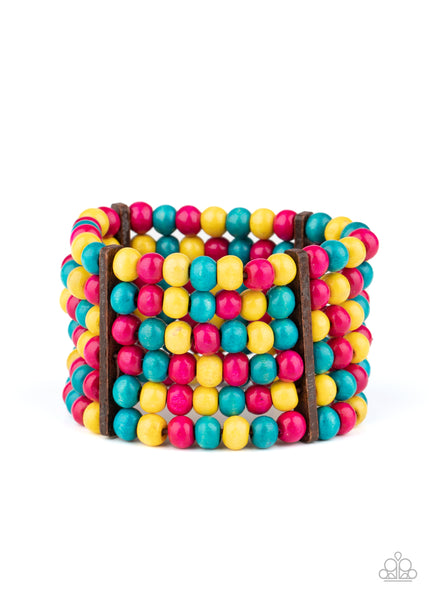 Paparazzi Tanning in Tanzania Multi Wooden Bracelet