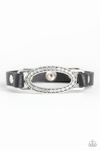 Paparazzi Another Round of Rhinestones Black Bracelet
