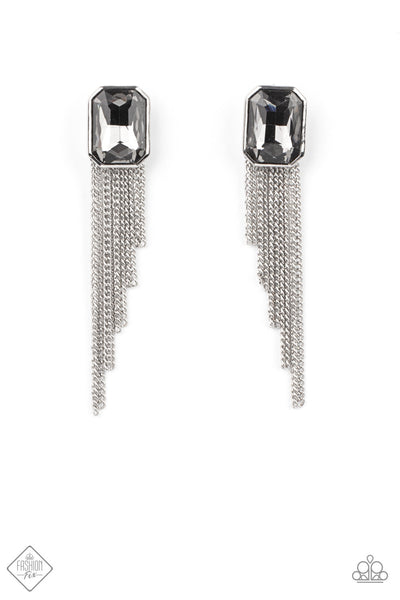 Paparazzi Save for a REIGNy Day - Silver Earrings