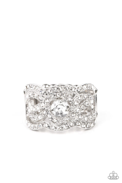 Paparazzi Doting on Dazzle - Life of the Party White Ring